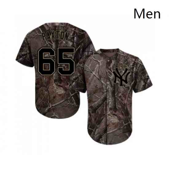 Mens New York Yankees 65 James Paxton Authentic Camo Realtree Collection Flex Base Baseball Jersey